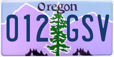 OR license plate 012GSV