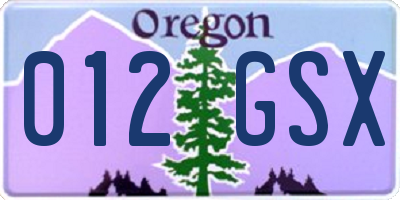 OR license plate 012GSX
