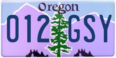 OR license plate 012GSY
