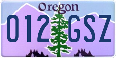 OR license plate 012GSZ