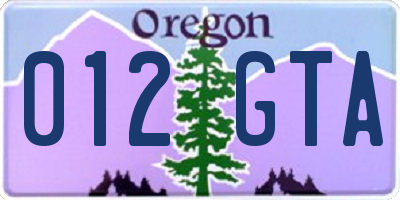 OR license plate 012GTA