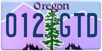 OR license plate 012GTD
