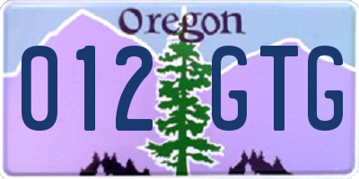 OR license plate 012GTG