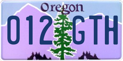 OR license plate 012GTH