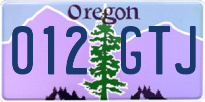 OR license plate 012GTJ