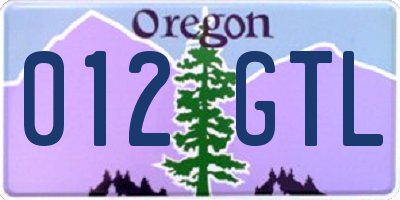 OR license plate 012GTL