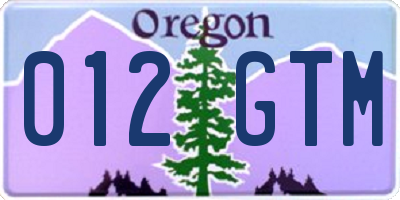 OR license plate 012GTM