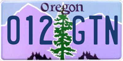 OR license plate 012GTN