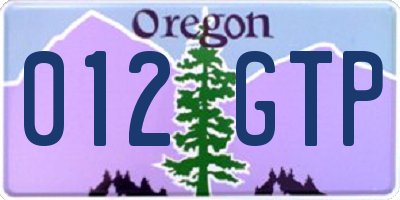 OR license plate 012GTP