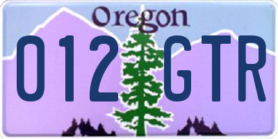 OR license plate 012GTR