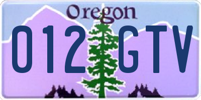 OR license plate 012GTV