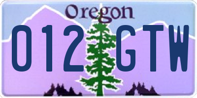 OR license plate 012GTW