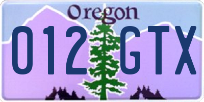 OR license plate 012GTX