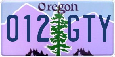 OR license plate 012GTY