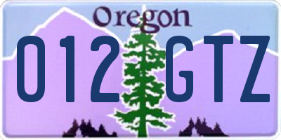 OR license plate 012GTZ