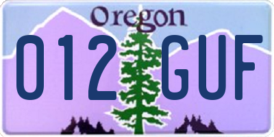 OR license plate 012GUF
