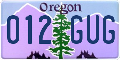 OR license plate 012GUG