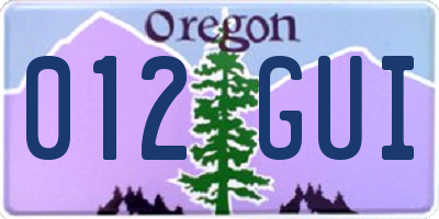 OR license plate 012GUI