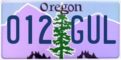 OR license plate 012GUL