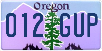 OR license plate 012GUP