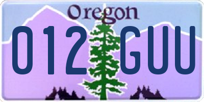 OR license plate 012GUU