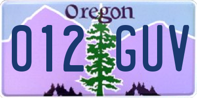 OR license plate 012GUV