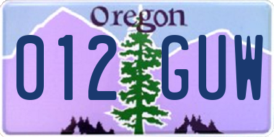 OR license plate 012GUW