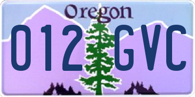 OR license plate 012GVC