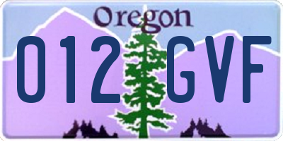 OR license plate 012GVF