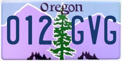 OR license plate 012GVG