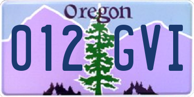 OR license plate 012GVI