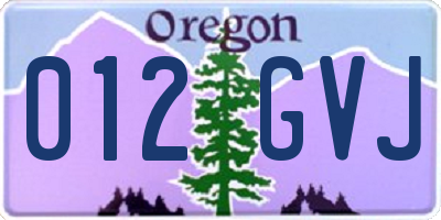 OR license plate 012GVJ