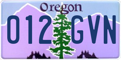 OR license plate 012GVN
