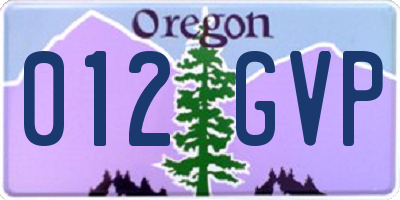 OR license plate 012GVP