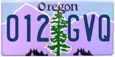 OR license plate 012GVQ