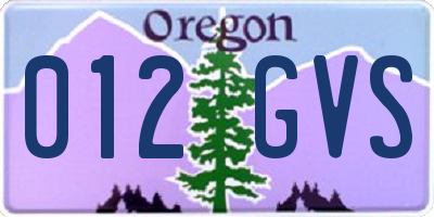 OR license plate 012GVS
