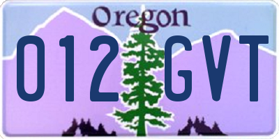 OR license plate 012GVT