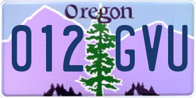 OR license plate 012GVU