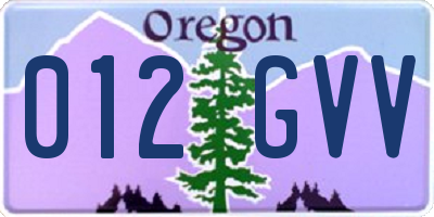 OR license plate 012GVV
