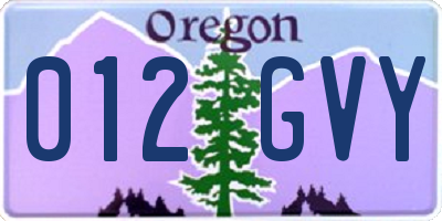 OR license plate 012GVY