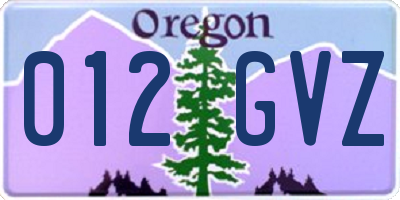 OR license plate 012GVZ
