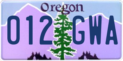 OR license plate 012GWA