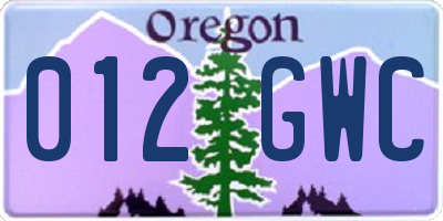 OR license plate 012GWC