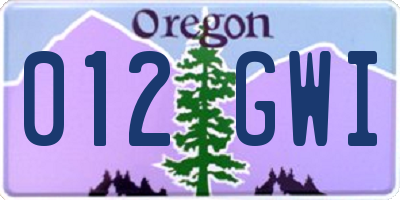 OR license plate 012GWI
