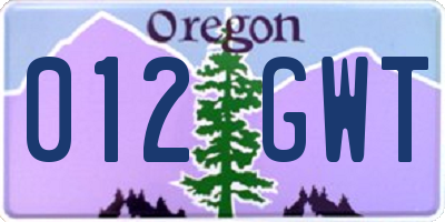 OR license plate 012GWT