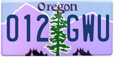 OR license plate 012GWU