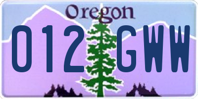 OR license plate 012GWW