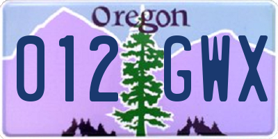OR license plate 012GWX