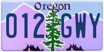 OR license plate 012GWY