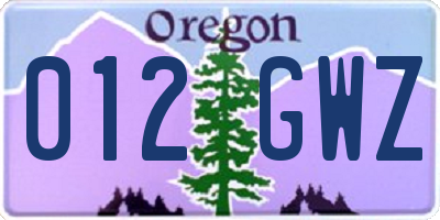 OR license plate 012GWZ